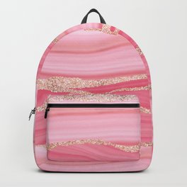 Blush Pink And Gold Marble Stripes Backpack