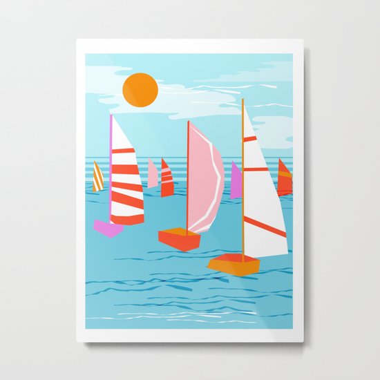 Quepasa - memphis throwback retro minimal modern neon boating yacht club sailing summer sport Metal Print