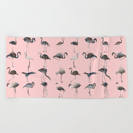 Flamingos Pink Beach Towel