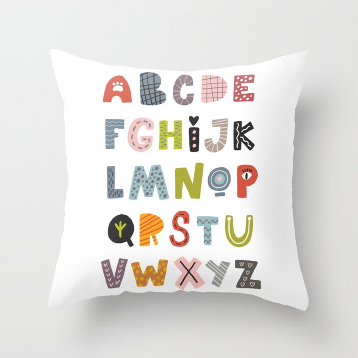 Decorative Alphabet Throw Pillow by JunkyDotCom Society6