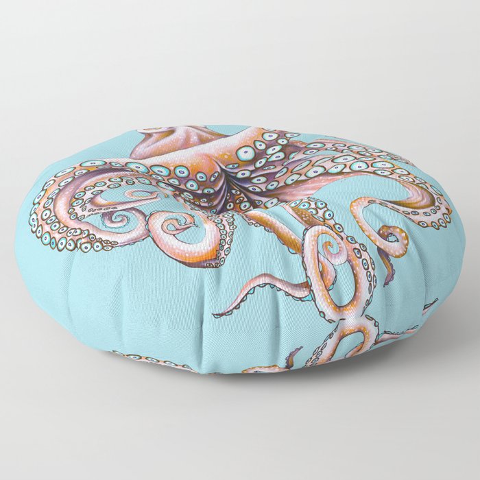 Octopus Tentacles Pink Blue Teal Kraken Art Floor Pillow