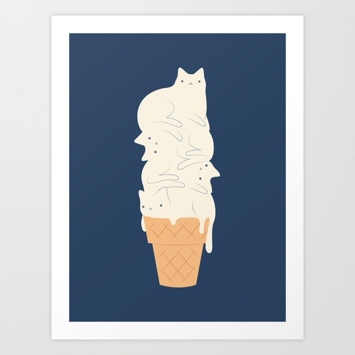 Cat ice cream 2024 Art Print