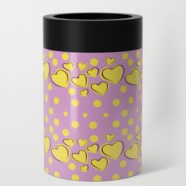 Orchid Pink And Yellow Heart Polka Dots,Pink And Yellow Heart Pattern,Pink And Yellow Polka Dot Back Ground,Pink And Yellow Abstract,Pink And Yellow Valentines Heart Pattern. Can Cooler