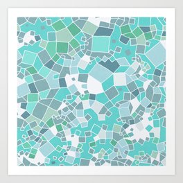 Abstract geometric field pattern 3. Aqua Blue Art Print