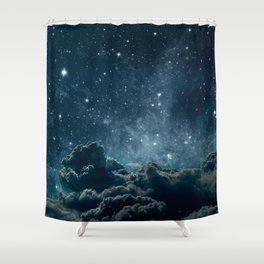 Backgrounds night sky with stars and moon and clouds Shower Curtain