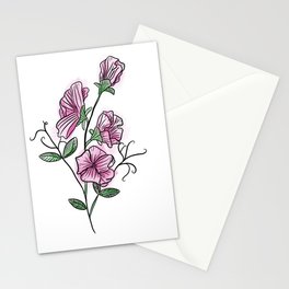 Pink Sweet Pea Stationery Card