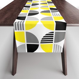 Yellow + Gray Geometric Pattern Table Runner
