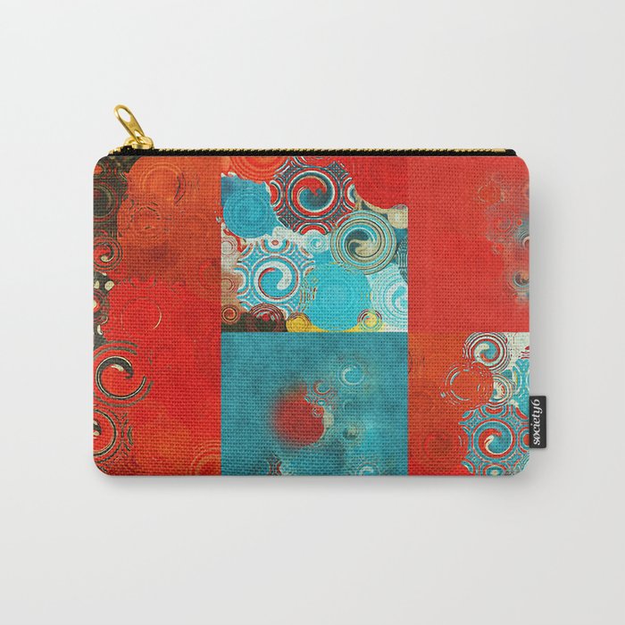 Swirly Red and Turquoise Mosaic Carry-All Pouch