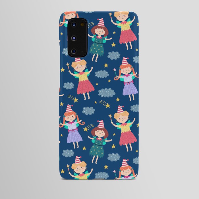 Navy Blue Pink Green Lavender Hand Painted Cute Fairies Android Case