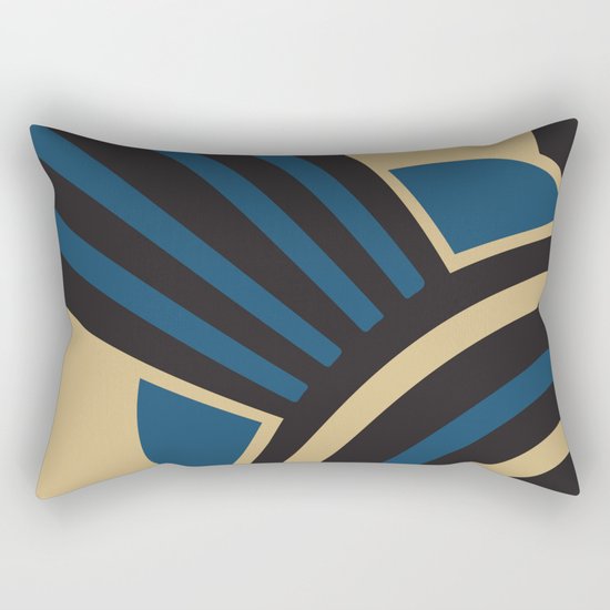 Art Deco Beautiful Life In Blue Rectangular Pillow