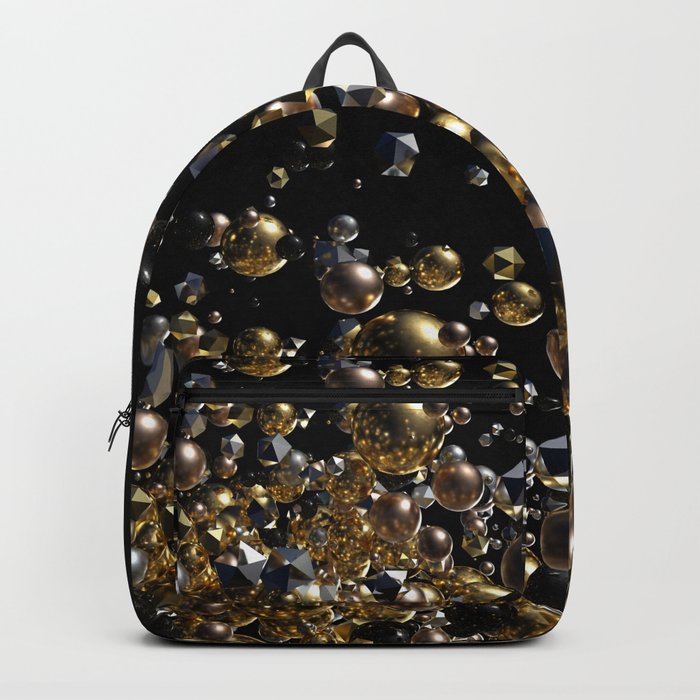 Elegant Abstract Geometry Explosion -Gold and Silver,Black- Backpack