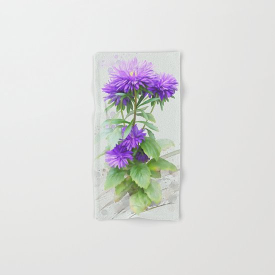 Purple Flowers, watercolors Hand & Bath Towel