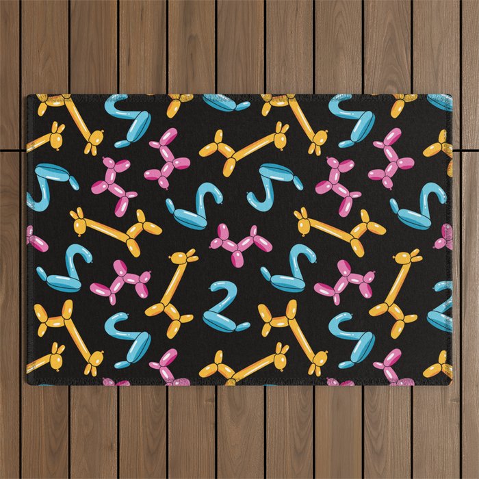 Balloon Animals Retro Repeating Pattern  Outdoor Rug