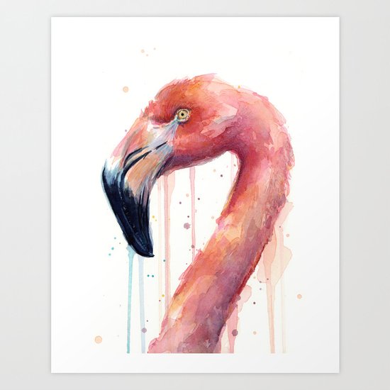 Flamingo Art Watercolor Art Print