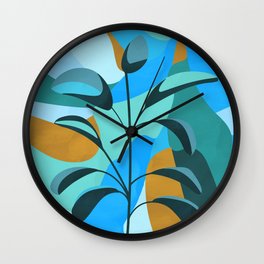 Coherence #art print# illustration Wall Clock | Floral, Contemporary, Decorative, Green, Foliage, Decoration, Minimal, Leaf, Creative, Nature 