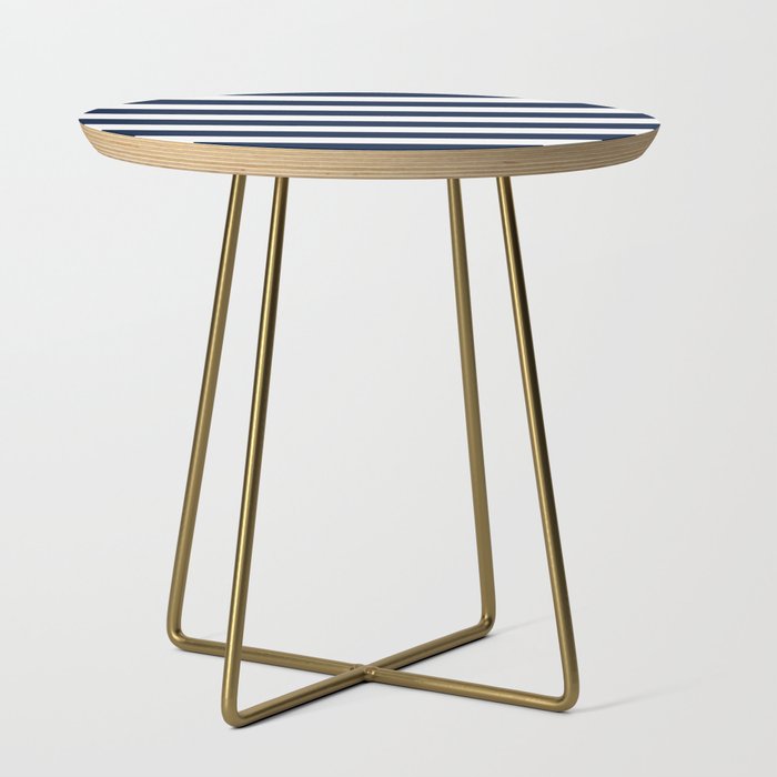 Marinière Nautical Navy Blue and White Mariniere Stripes  Side Table