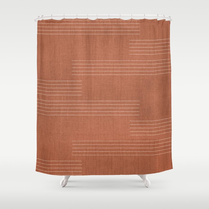 Minimal, Pattern, Boho Prints, Terracotta Shower Curtain