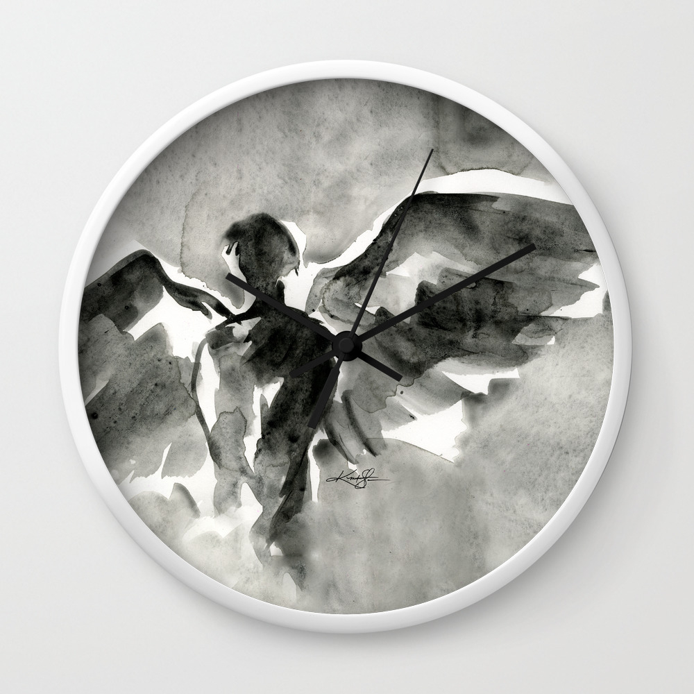 Abstract Angel No 0107 By Kathy Morton Stanion Wall Clock By