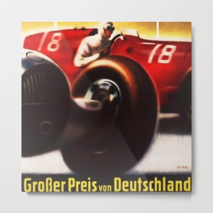 1937 Grand Prix Motor Racing Nurburgring Germany Vintage Advertising Poster Metal Print