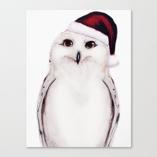 Snowy Christmas Owl Canvas Print