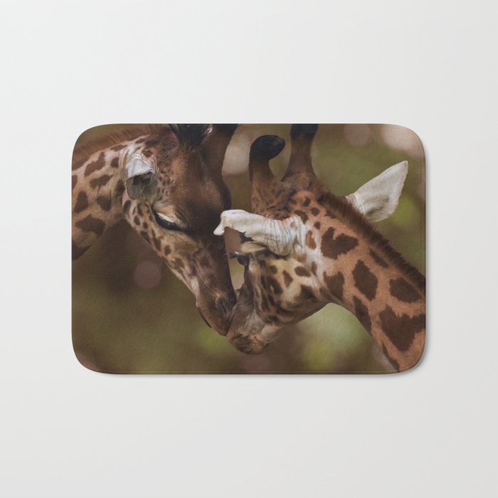 South Africa Photography - Two Giraffes Kissing Bath Mat