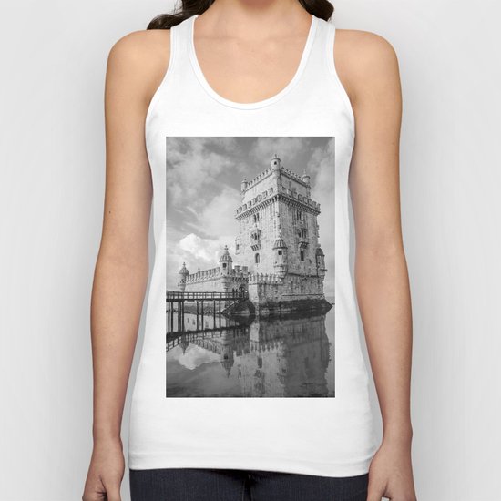 Belem Tower Black white photo Unisex Tank Top