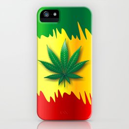 Cannabis Leaf on Rasta Colors Flag iPhone Case