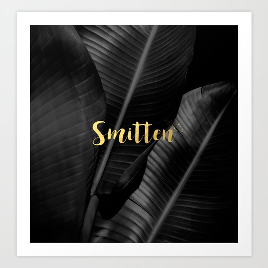 Smitten gold - bw banana leaf Art Print