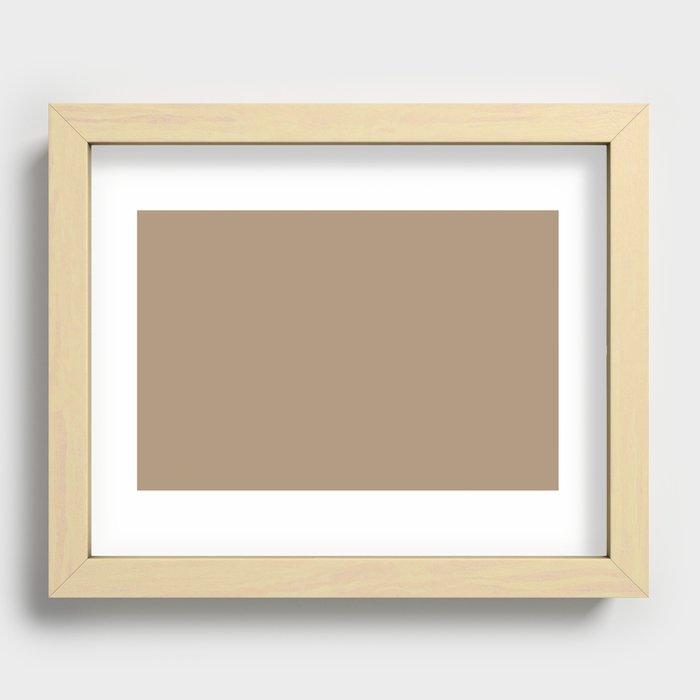 Mid-tone Taupe Brown Solid Color Pairs PPG Sauteed Mushroom PPG1085-5 - One Single Shade Hue Colour Recessed Framed Print
