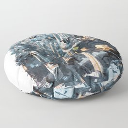 Toronto Canada city watercolor Floor Pillow