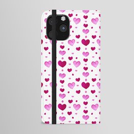 Valentine Day watercolor pink hearts iPhone Wallet Case