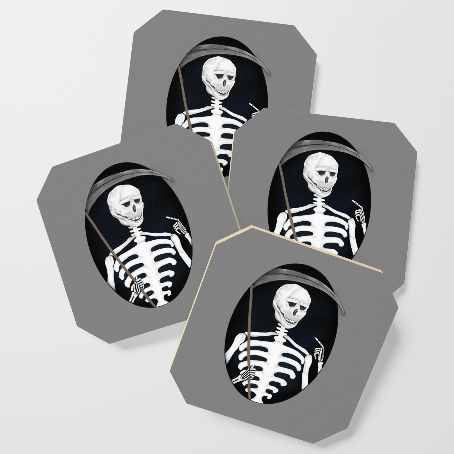 Reaper Gothic Death Tarot Card Medieval Skeleton Art Print Coaster By Casciacardea Society6