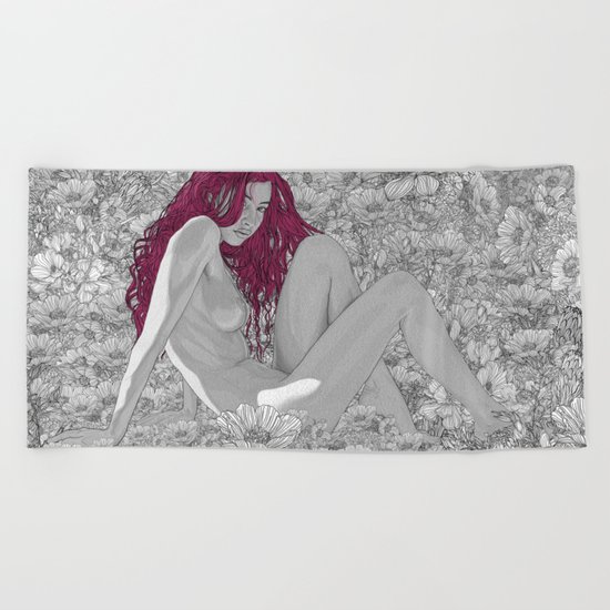The Red Flower Beach Towel