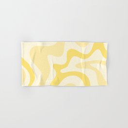 Retro Liquid Swirl Abstract Square in Soft Pale Pastel Yellow Hand & Bath Towel