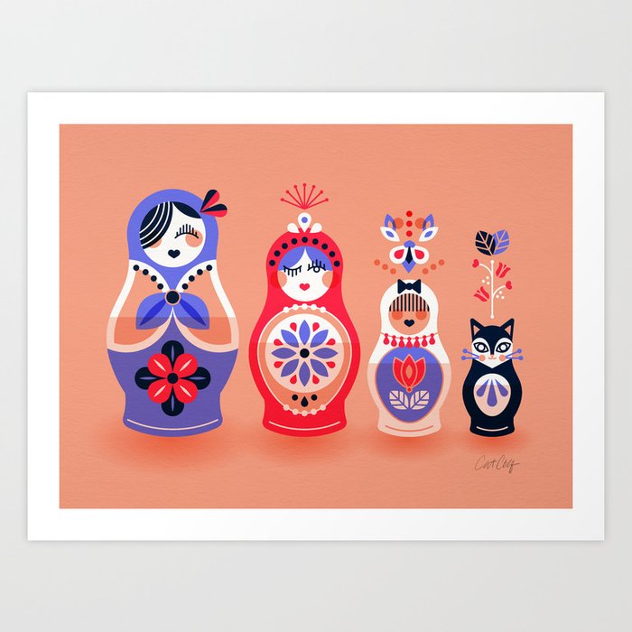 Russian Nesting Dolls – Pink & Lavender Art Print