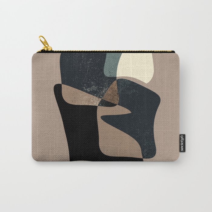 Clay Shapes Black, Teal and Offwhite Carry-All Pouch