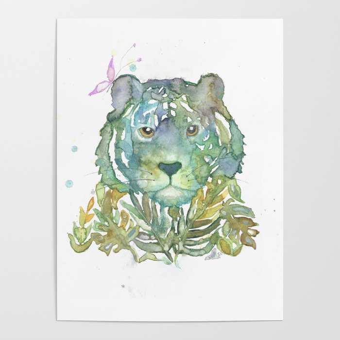 Dreamy tiger watercolor Poster