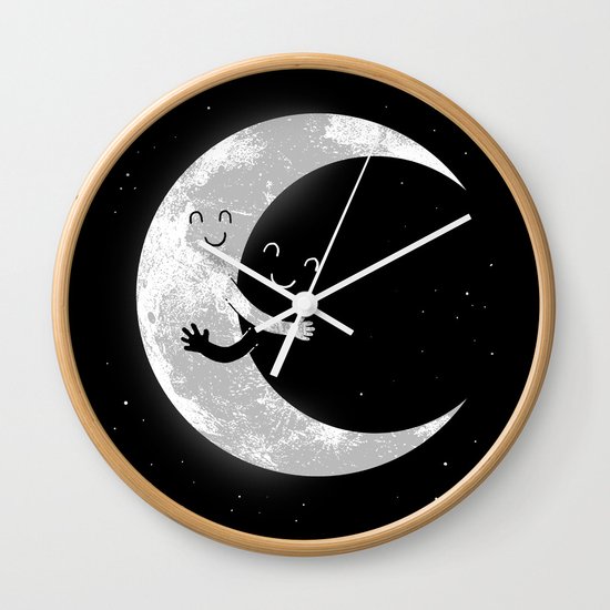 Moon Hug Wall Clock