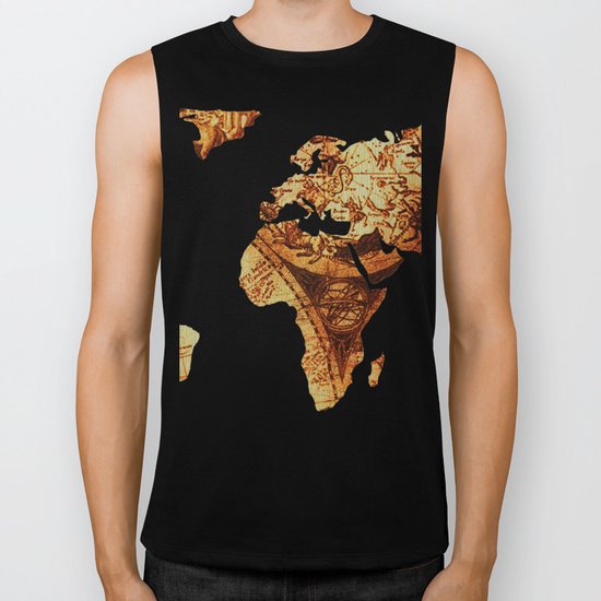 Antique Map of the World Continents Biker Tank