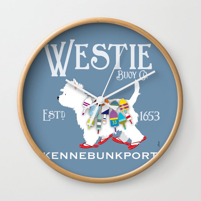 Westie west highland terrier dog buoy ocean nautial art artwork  Wall Clock