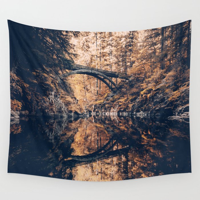 Autumn Forest Maricle on the Pacific Northwest River Bend Wall Tapestry