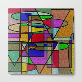 Abstract Stained Glass Metal Print | Shapes, Abstract, Colorful, Elipses, Triangles, Painting, Absctract, Squares, Digital 