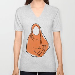 Hijab Woman 03, single line art colored set V Neck T Shirt