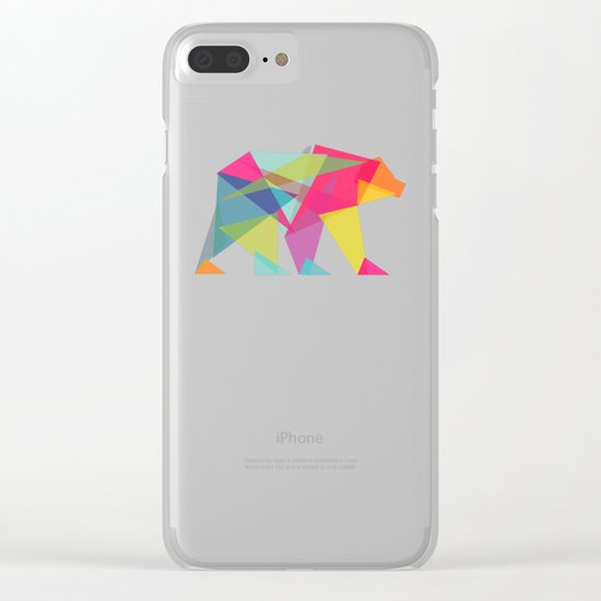 Fractal Bear - neon colorways Clear iPhone Case