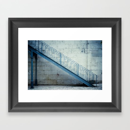 the blue stairs Framed Art Print
