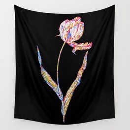 Floral Didier's Tulip Mosaic on Black Wall Tapestry