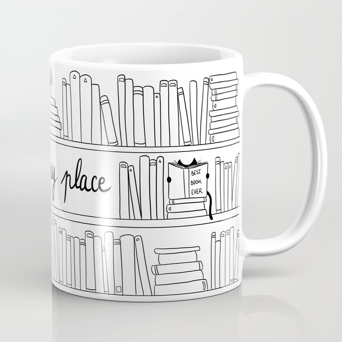 Books, cats and tea : my happy place ! Coffee Mug