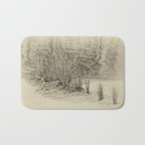Beautiful river grasses in sepia Bath Mat