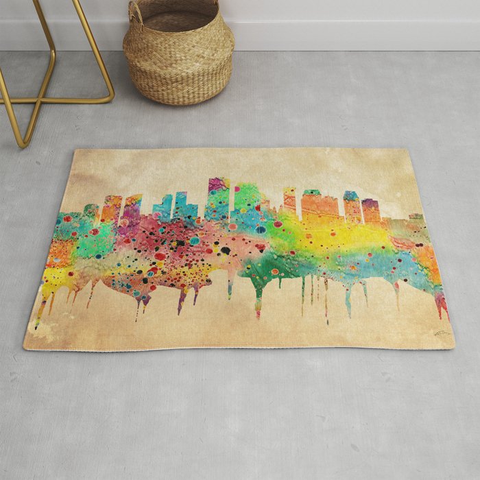 New Orleans Watercolor Print City Skyline Home Decor Rug By