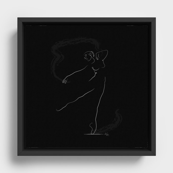 'REACH AT MIDNIGHT' Dancer Line Drawing Framed Canvas